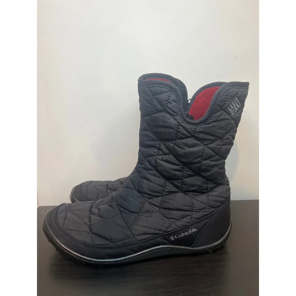 Columbia Minx Mid II Omni-Heat Winter Boots Black Quilted Waterproof Size 8.5